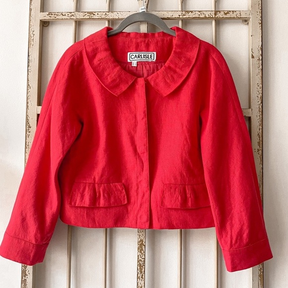 Carlisle Jackets & Blazers - Carlisle Red Peter Pan Cropped Jacket, Size 4
